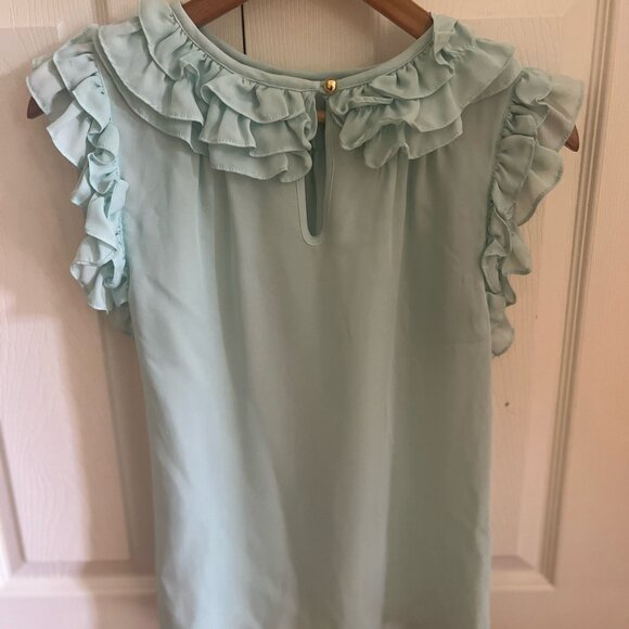 Light Blue Ruffle Blouse - Picture 2 of 3